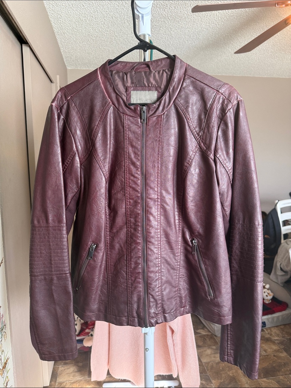 Maurices Burgundy Faux Leather Zip-Front Jacket